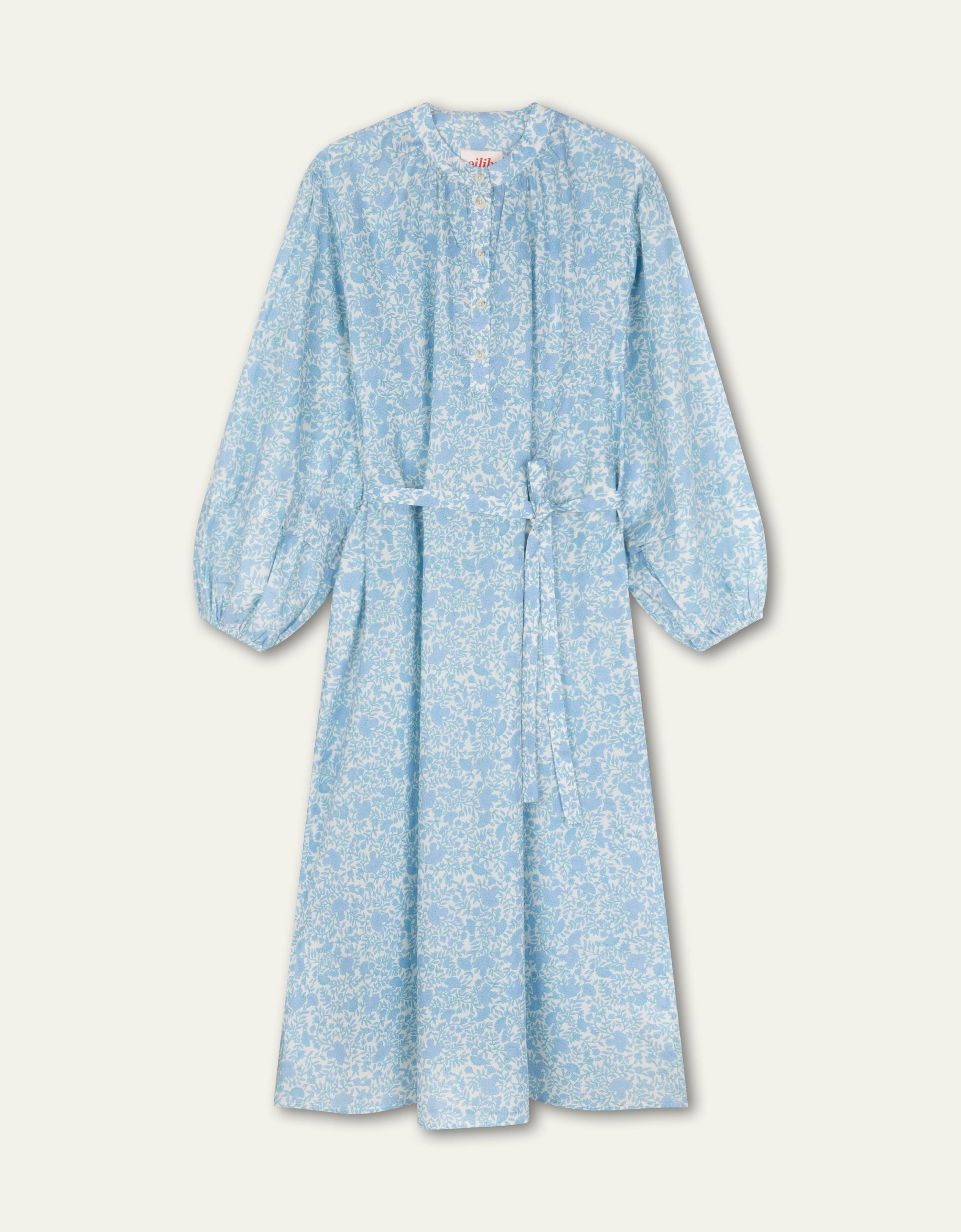 blue dragon print dress Blue Dragon Cloud Print Short Sleeve Long Dress remulia