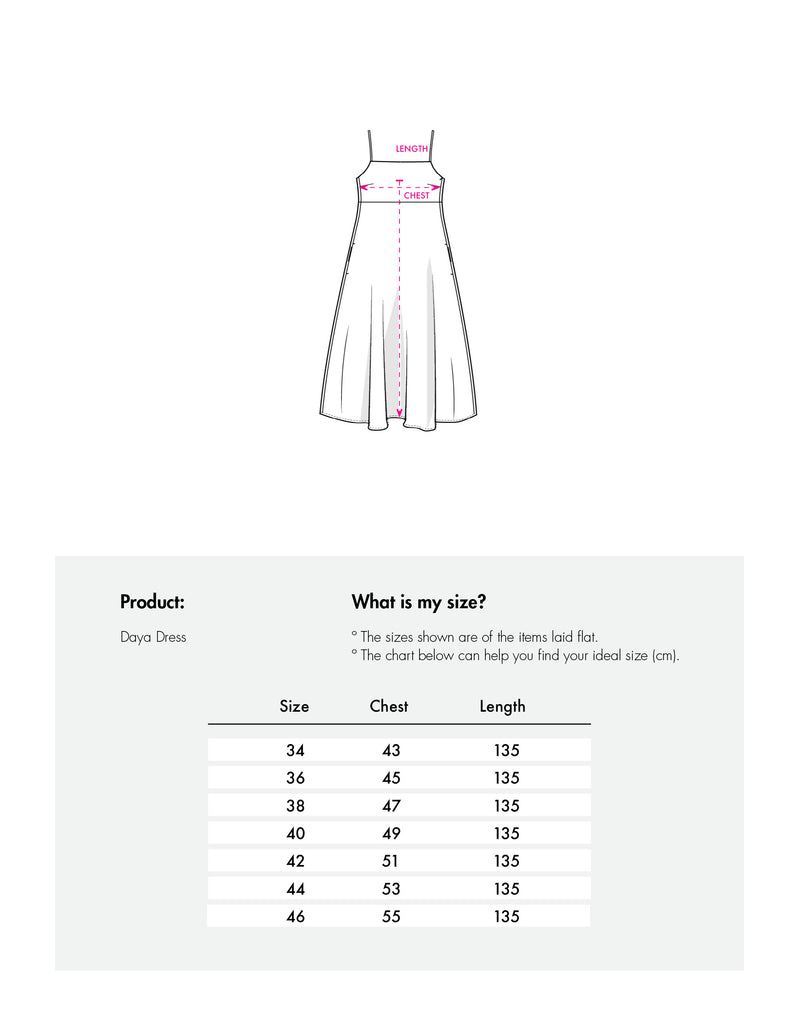 Size chart Daya dress 