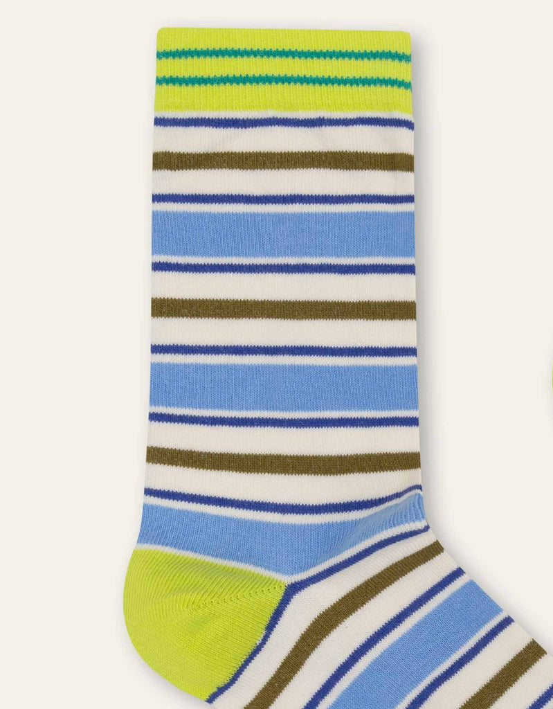 Typical Oilily striped socks in bright and fresh blue and lime green colors