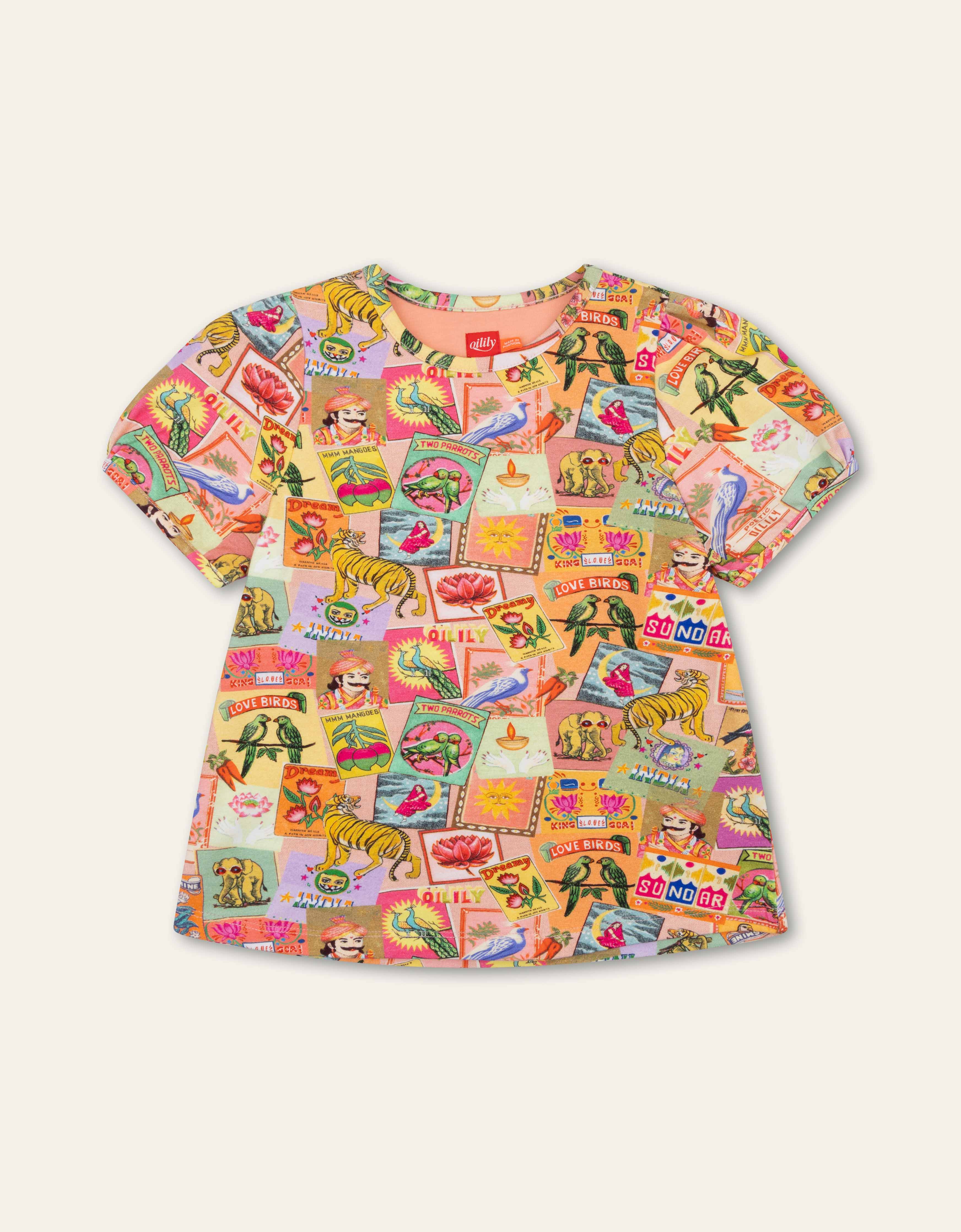 Tease T-Shirt Flaming Symbols/Peach Beige